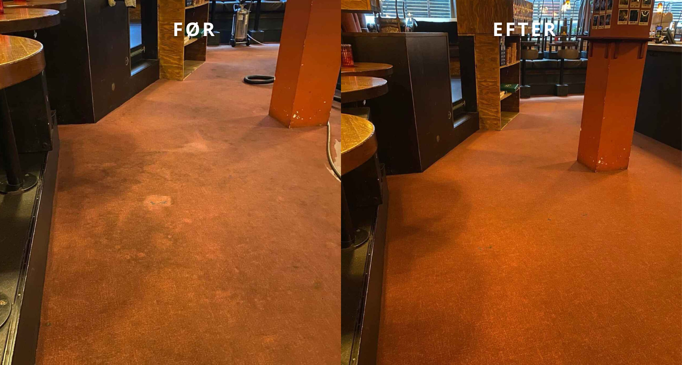 Væg til væg tæppe før og efter vask